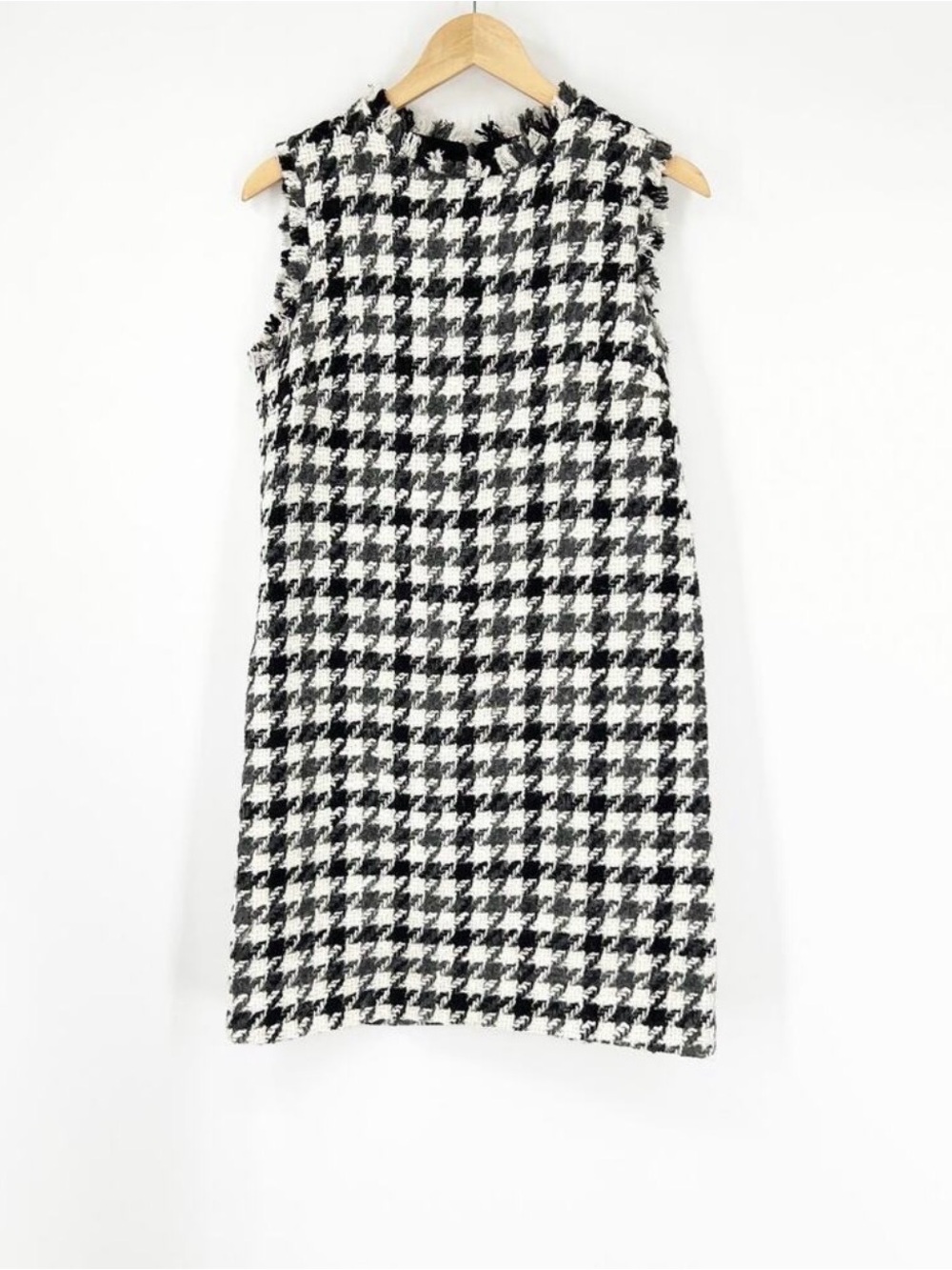 Giuseppe Di Morabito Black White Houndstooth Tweed Shift Dress TG 42 US 6